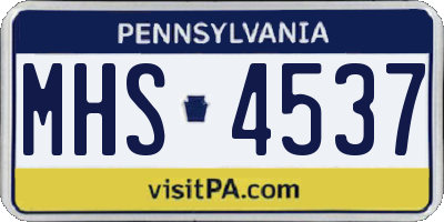 PA license plate MHS4537