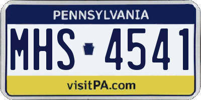 PA license plate MHS4541