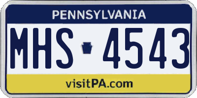PA license plate MHS4543