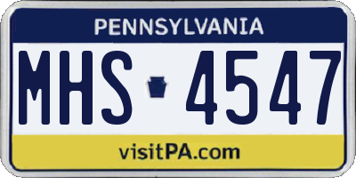PA license plate MHS4547