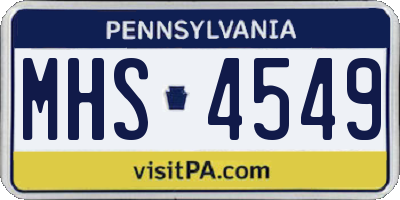 PA license plate MHS4549