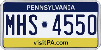 PA license plate MHS4550