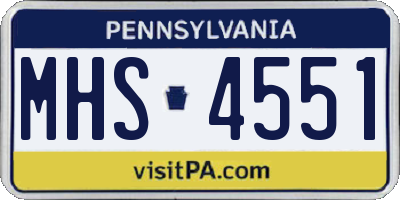 PA license plate MHS4551