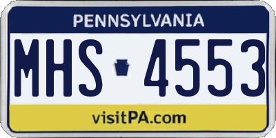 PA license plate MHS4553