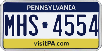 PA license plate MHS4554