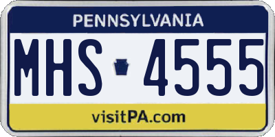 PA license plate MHS4555