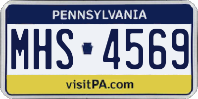 PA license plate MHS4569