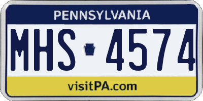 PA license plate MHS4574