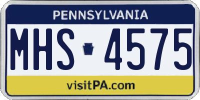 PA license plate MHS4575