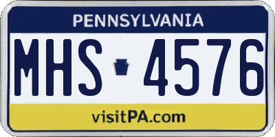 PA license plate MHS4576