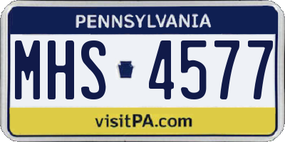 PA license plate MHS4577