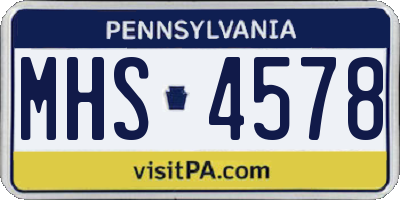 PA license plate MHS4578