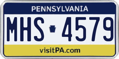 PA license plate MHS4579