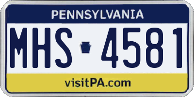 PA license plate MHS4581