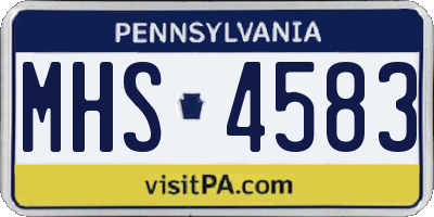 PA license plate MHS4583