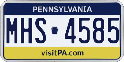 PA license plate MHS4585