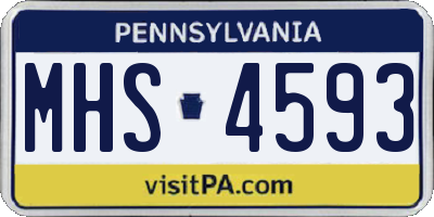 PA license plate MHS4593