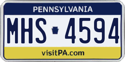 PA license plate MHS4594