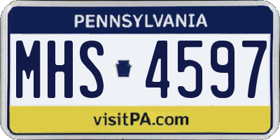 PA license plate MHS4597