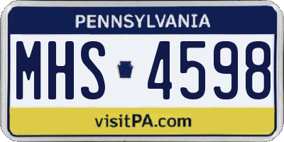 PA license plate MHS4598