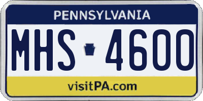 PA license plate MHS4600