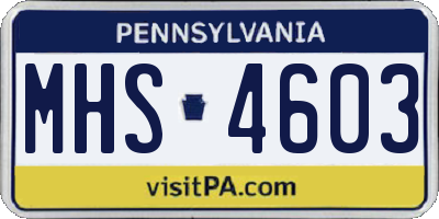PA license plate MHS4603