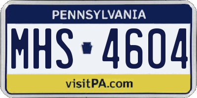 PA license plate MHS4604
