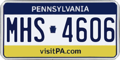 PA license plate MHS4606