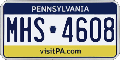 PA license plate MHS4608