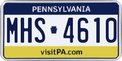 PA license plate MHS4610