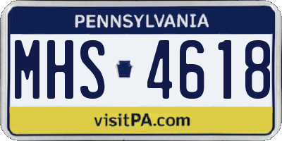 PA license plate MHS4618