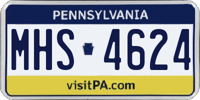 PA license plate MHS4624