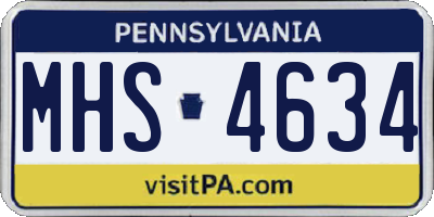 PA license plate MHS4634