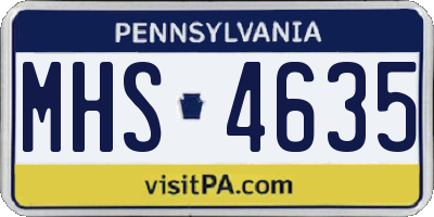 PA license plate MHS4635