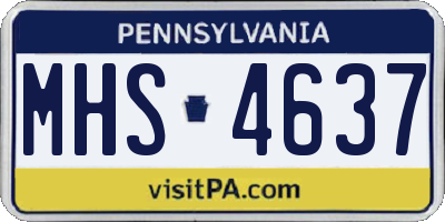 PA license plate MHS4637