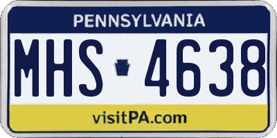 PA license plate MHS4638