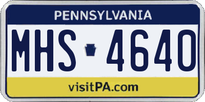 PA license plate MHS4640