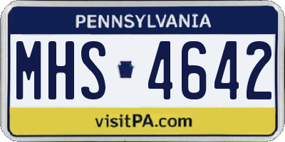 PA license plate MHS4642