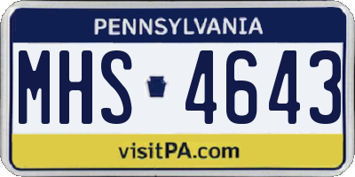 PA license plate MHS4643