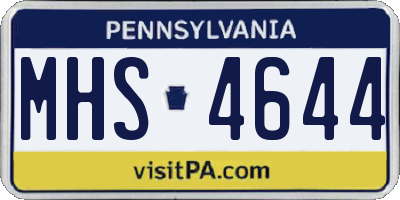 PA license plate MHS4644