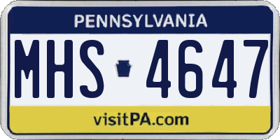 PA license plate MHS4647