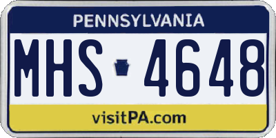 PA license plate MHS4648
