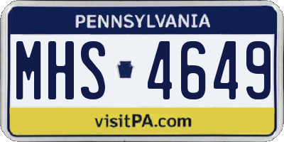 PA license plate MHS4649