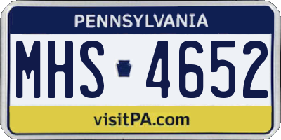 PA license plate MHS4652