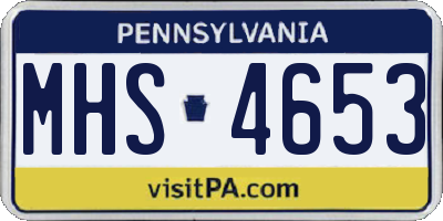 PA license plate MHS4653