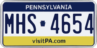 PA license plate MHS4654