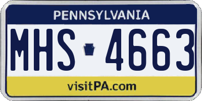 PA license plate MHS4663