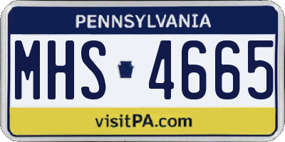 PA license plate MHS4665