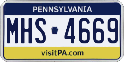 PA license plate MHS4669
