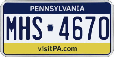 PA license plate MHS4670